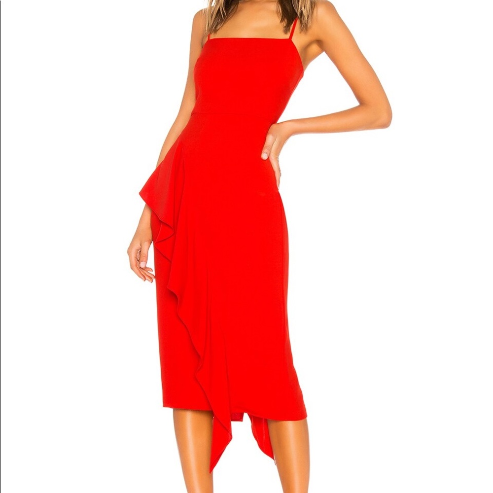 Lovers + Friends Cleo Midi Dress in Bright Red